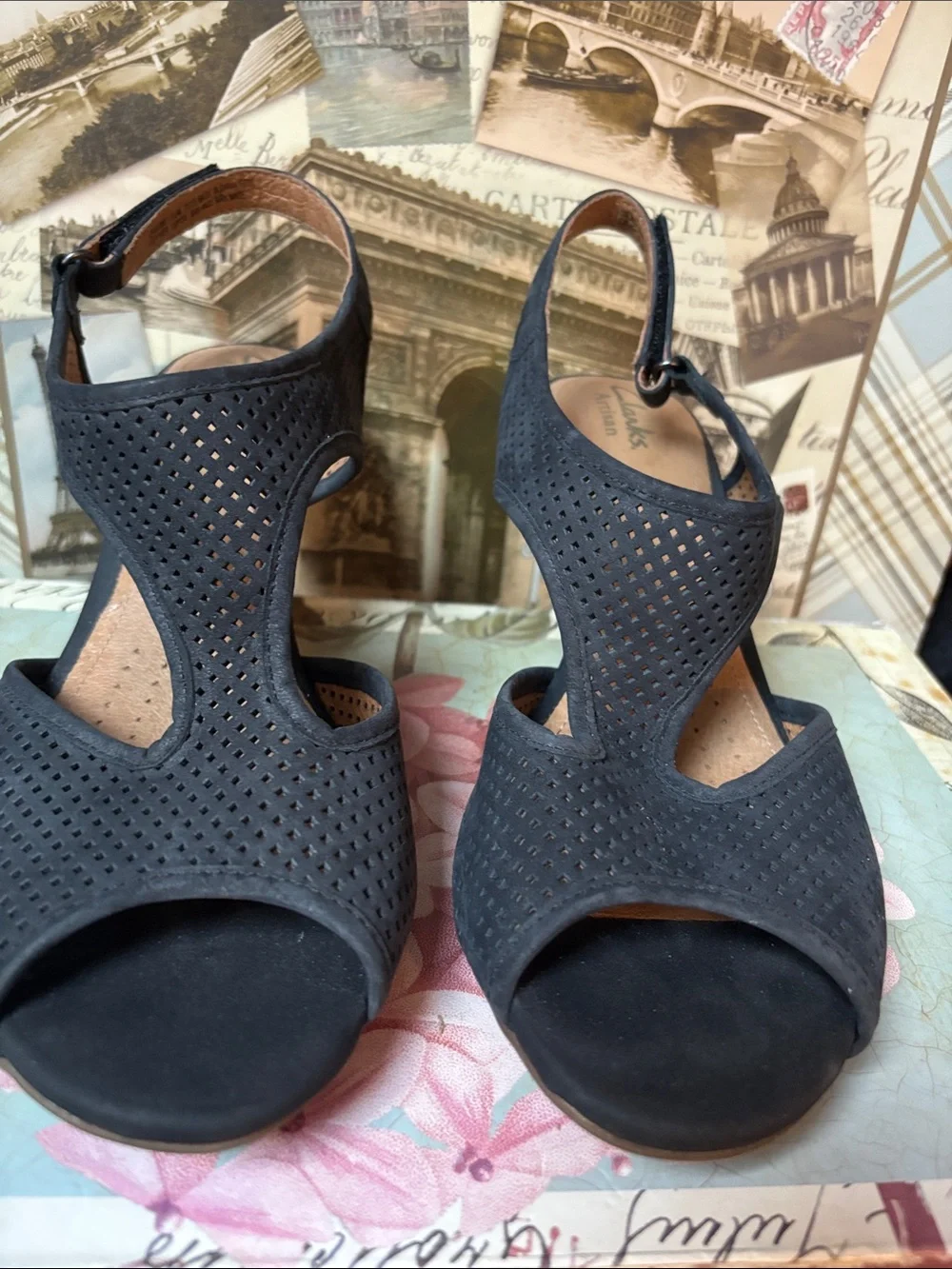 Clarks Evant Julie Heels Sandals Perforated Open Toe